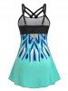 Plus Size Printed Crisscross Swim Dress Set -  