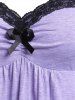 Haut à Bretelle Courbe Panneau en Dentelle de Grande Taille avec Nœud Papillon - Violet clair 4X