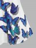 Corsage à Imprimé Papillons en Jean 3D Grande-Taille - Bleu clair 3X