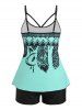 Plus Size Dreamcatcher Print Modest Tankini Swimsuit -  