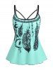 Plus Size Dreamcatcher Print Modest Tankini Swimsuit -  