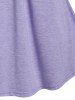 T-shirt de Base Boutonné Grande Taille à Col Montant - Violet clair 5X