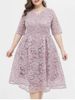 Plus Size Lace Fit and Flare Midi Dress -  