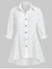 Plus Size Broderie Anglaise Button Up High Low Shirt -  