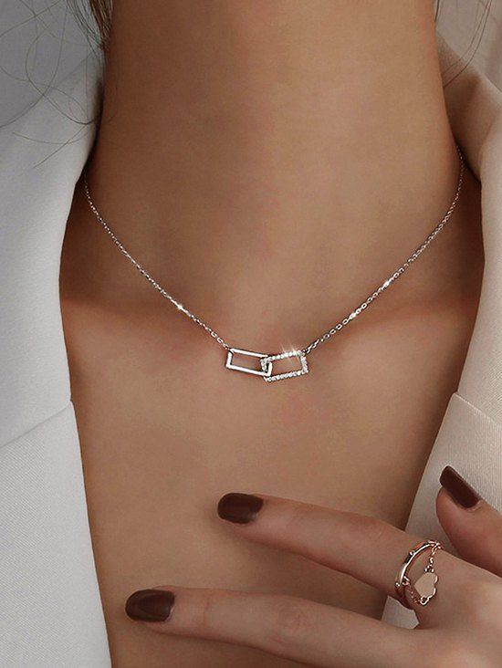 Buy Geometric Rectangle Diamante Necklace  