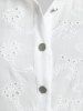 Chemise Haute Basse Broderie Anglaise Boutonnée de Grande Taille - Blanc 1X