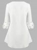 Plus Size Roll Up Sleeve Broderie Anglaise Blouse -  