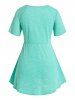 Plus Size&Curve Ruched Lace Trim Raglan Sleeve T-shirt -  