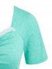 Plus Size&Curve Ruched Lace Trim Raglan Sleeve T-shirt -  