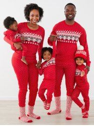 Ensemble de Pyjama Pantalon de Noël pour Famille à Imprimé Flocon de Neige - Rouge Maman s