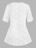 Plus Size Broderie Anglaise Roll Up Sleeve Half Button Blouse -  