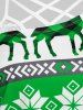 T-shirt de Noël Cerf Flocon de Neige et Haut à Bretelle Croisée en Dentelle - Vert XXL