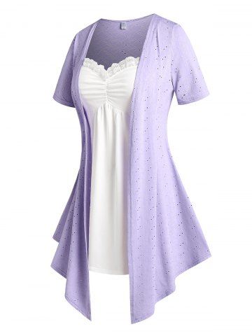 Plus Size&Curve Faux Twinset Asymmetric T-shirt