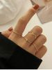 5 Pcs Minimalist Engraved Rhinestone Ring Set -  