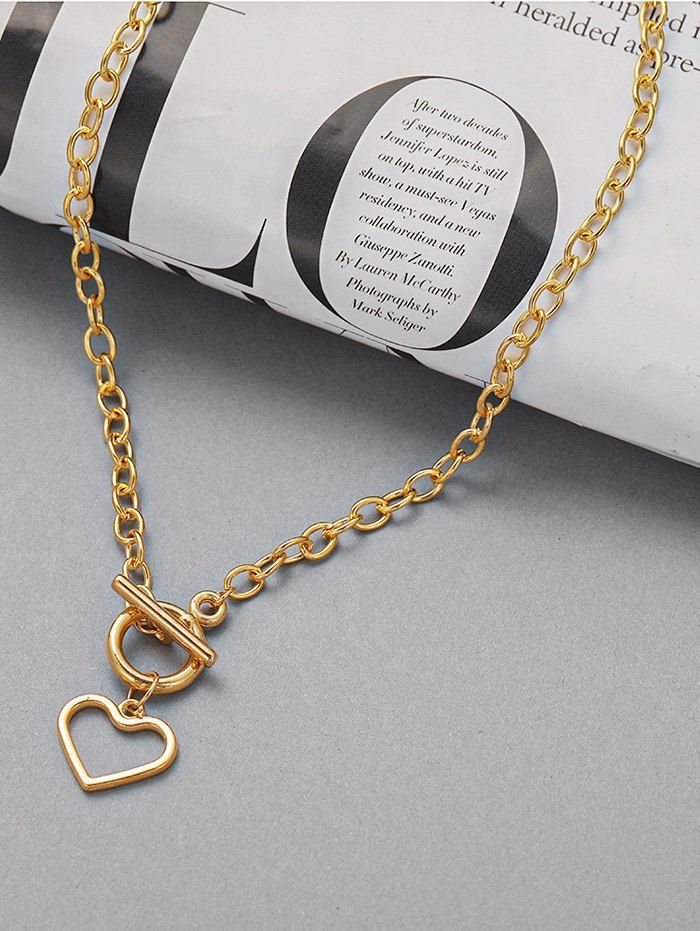 Best Hollow Heart Thick Chain Toggle Necklace  