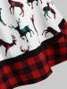 Plus Size Christmas Plaid Elk Print Dress -  