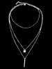 Round Bar Charm Layered Chain Necklace -  