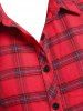 Chemise Tunique Boutonnée Rayée à Carreaux Grande Taille - Rouge 5X