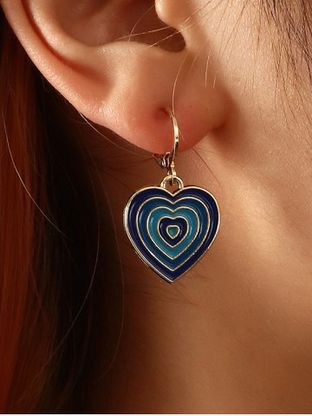 Heart Pendant Glazed Drop Earrings