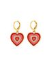 Heart Pendant Glazed Drop Earrings -  