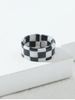 Two Tone Checkerboard Resin Open Ring -  