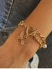 Butterfly Charm Faux Pearl Layered Bracelet -  