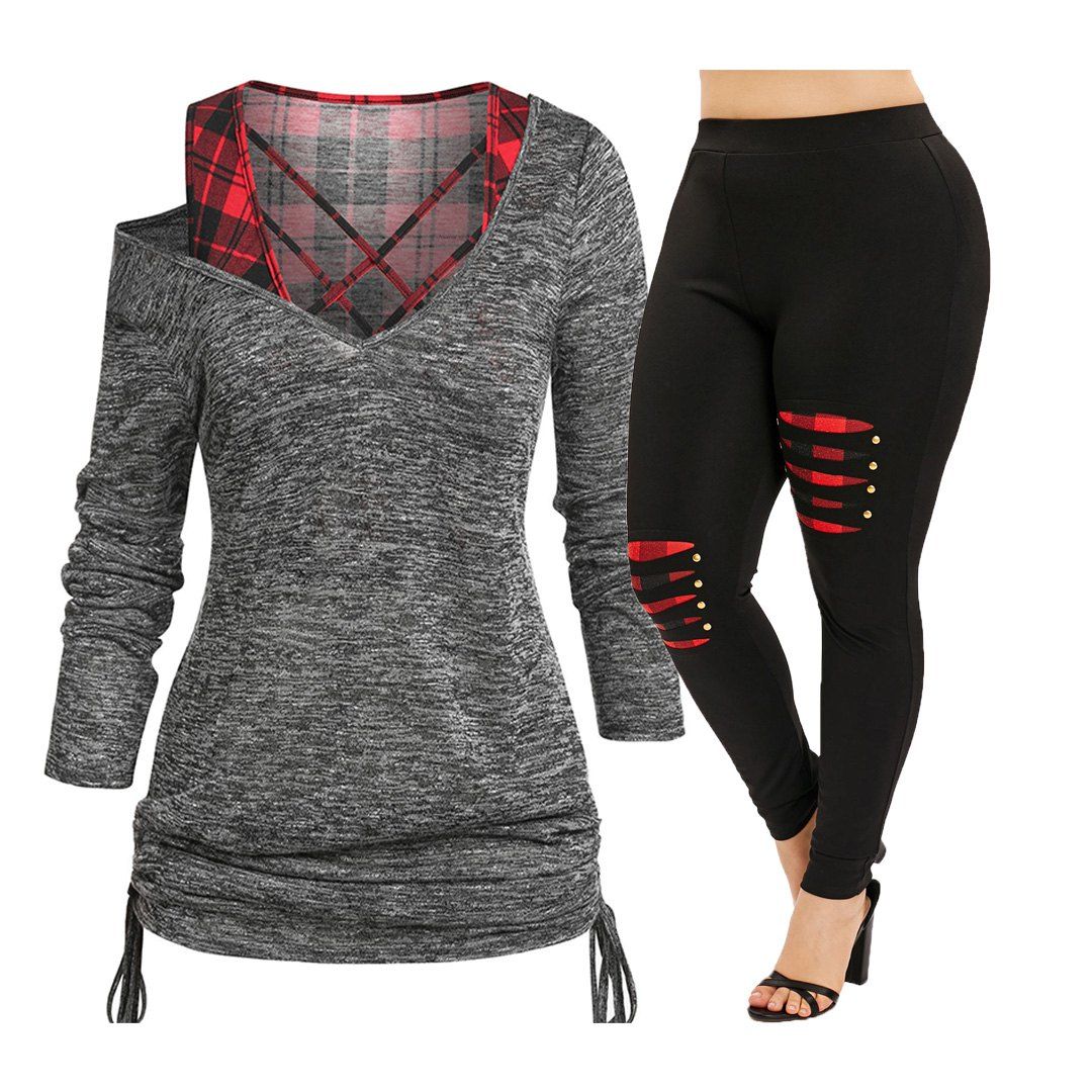 plaid plus size tights