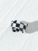 Checkerboard Colorblock Resin Open Ring -  