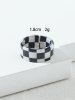 Two Tone Checkerboard Resin Open Ring -  