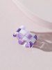 Resin Checkered Wavy Wide Open Ring -  