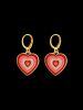 Heart Pendant Glazed Drop Earrings -  