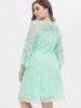 Plus Size Bell Sleeve Knee Length Lace Dress -  