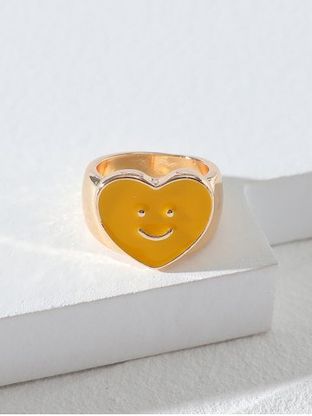 Glazed Smile Face Heart Chunky Ring