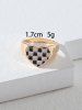 Glazed Two Tone Checkerboard Heart Chunky Ring -  