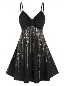 Plus Size Lighting Print Plunge Cami Dress - BLACK - L