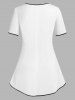 T-shirt Découpé avec Passepoil Contrasté de Grande Taille - Blanc 2X
