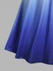 T-shirt Curve Panneau en Dentelle en Couleur Ombrée à Epaule Dénudée Grande Taille - Bleu 1X