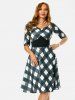 Ruched Plaid Empire Waist Dress -  