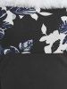 Lace Up Floral Print Faux Fur Insert High Low Dress -  