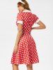 Mock Button Polka Dot Lapel Dress -  
