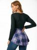Ruched Bust Plaid Flare T Shirt -  