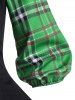 Plaid Panel Pussy Bow Dress -  