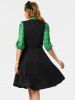 Plaid Panel Pussy Bow Dress -  