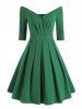 Off Shoulder Raglan Sleeve Surplice Dress -  