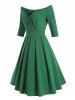 Off Shoulder Raglan Sleeve Surplice Dress -  