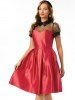 Robe de Bal Ceinturée Panneau en Maille - Rouge L