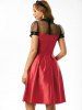 Robe de Bal Ceinturée Panneau en Maille - Rouge L