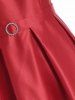 Robe de Bal Ceinturée Panneau en Maille - Rouge L