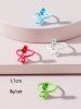 4 Pcs Brief Rhinestone Snake Color Painted Ring Set -  