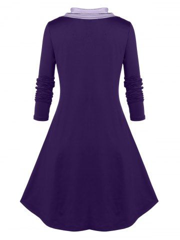 Plus Size Colorblock Shawl Collar Tee